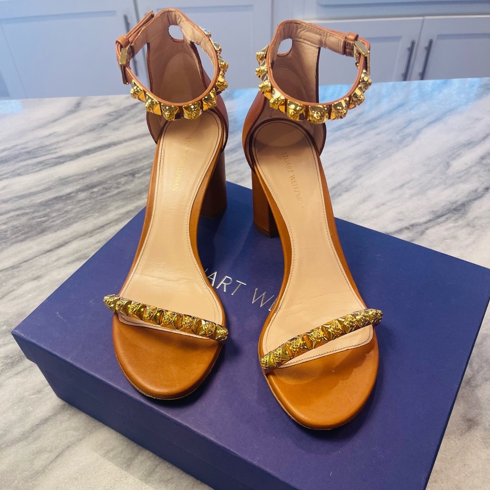 Stuart Weitzman Rosemarie Heeled Sandal In Cuoio … - image 1